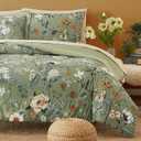 CASAAGUSTO Full Size Comforter Sets-7 Pieces Green Floral Bedding Sets, Bed in a Bag Full with Botanical Butterfly Comforter, Sheets, Pillowcases & Shams for All Seasons
