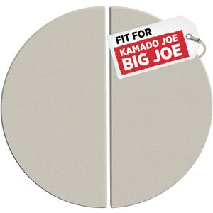 Half-Moon Ceramic Heat Deflector Plates for Kamado Joe Big Joe I, II, III - 19.8 Inch Pizza Stone - Kamado Joe Accessories and Replacement Parts by Smoker Chef - 2-Pack
