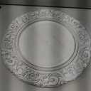12 Pcs Plastic Charger Plates 13" Round Antique White Gold with Engraved Baroque Rim Vintage Disposable Decorative Chargers for Wedding Party Events