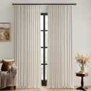 MIULEE Beige Pinch Pleated 100% Blackout Linen Curtains 102 Inch Length 2 Panels Set, Black Out Memory Trained Pleat Curtains Light Blocking Room Darkening Drapes for Bedroom Living Room Window