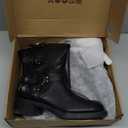 AMINUGAL Knee High Boots Women Square Toe Pull On Wide Calf Riding Fashion Buckles Chunky Metallic Casual Vintage Buckle Rivet (9.5)