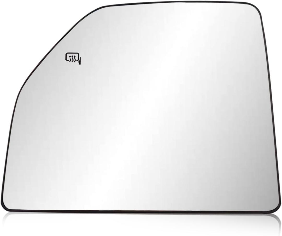 Driver Side Upper Heated Exterior Mirror Glass Replacement Compatible with Ford F150 2015-2020, Ford F250 F350 2017-2020 Towing Mirror Glass With Rear Holder Clamps(Left Side)