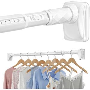 White Closet Rods For Hanging Clothes,41-126 In heavy duty tension rod | Tension Rod For Closet,Adjustable Rod Without Drilling 33lb Heavy Duty Closet Rods Diameter 1.26in-One-Bond Stretching