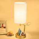 Dreamholder Touch Control USB Table Lamp, Upgraded 3-Way Dimmable Bedside Desk Lamp with USB C & A Charging Ports and AC Outlet, Nightstand Lamp for Bedroom, Dimmable Bulb Included, Gold