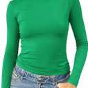 Abardsion Women's Long Sleeve Shirts Spring 2026 Casual Basic Going Out Crop Tops Slim Fit Tight Y2K Clothes (Green, XS)
