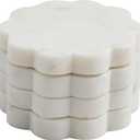 Mud Pie Scallop Marble Coaster Set; 4" X 4"