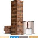 GoSports Giant Wooden Stacking Game - Stacks Up to 5 ft - Choose Brown Wood Stain, Gray, Natural, Stars & Stripes, or Tropical Hardwood - Toppling Tower, Large