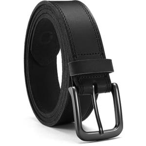 Mens Belts Leather 35mm for Jeans - Tough at Work, Sharp Daily | Genuine Leather, Durable Buckle, Casual Occasion, Everyday Dress, Classic Style, Handmade, Gift Box, Carbon Black / Gun, 32 (Fits Waist 30"-31")