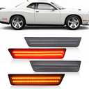 HECASA Amber & Red LED Smoke Lens Side Marker Lights Compatible with 2008-2014 Dodge Challenger Charger, Front & Rear Bumper Signal Fender Parking Lamps Left & Right Side 2Pcs