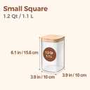 ComSaf 1.2 QT Glass Storage Containers with Lids, Glass Jars with Lids, Clear Food Jar, Square Canister Set of 5, Pantry Organizers and Storage for Cookie Flour Oat Pasta Tea Coffee Bean