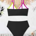 WIQI Girls Swimsuit Bikini Set 2 Piece Bathing Suits Color Block Criss Cross Swimwear, 11-2Y