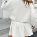Fisoew Womens 2 Piece Outfits Skirts Sets Quarter Zip Cropped Sweatshirts Casual Mini Skorts Workout Lounge Wear Sweatsuits (White) Medium 