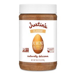 Justin's Classic Almond Butter, Only Two Ingredients, No Stir, Gluten-free, Non-GMO, Keto-friendly, Responsibly Sourced, 16 Ounce Jar (6 Pack) Best By Feb 05, 2027