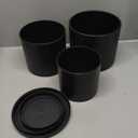 8/7/6 inch Plant Pots, 3 Set Cylinder Flower Pots for Outdoor Indoor Plants, Decorative Plastic Planters with Drainage Holes and Saucers for Garden House Plants, Black