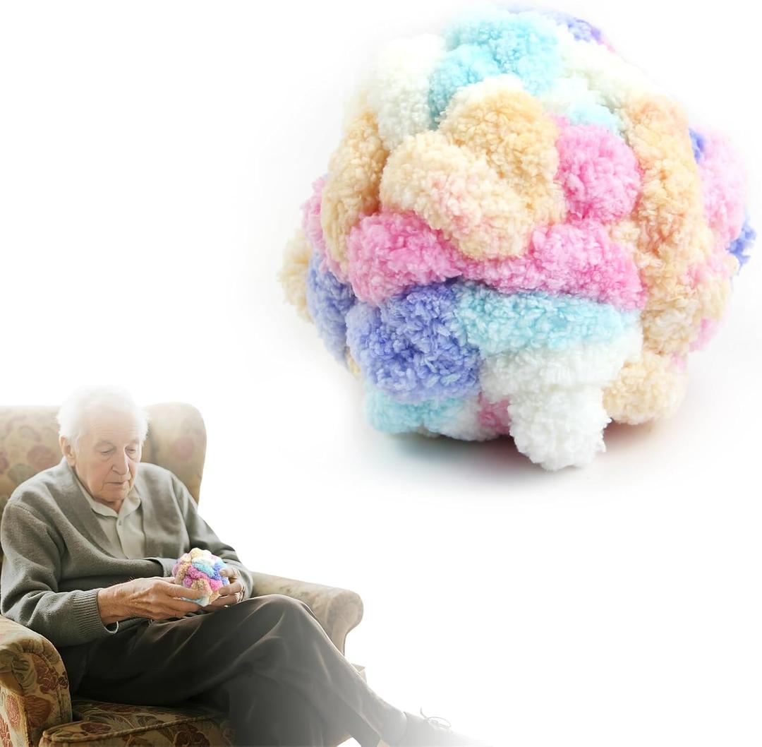 Sensory Ball for Anxiety Relief and Alzheimer's Dementia - Squeezeable Fidget Ball for Alzheimer's Dementia, Autism, ADHD, Bouncy Ball for Skin Pickers and Special Needs (Colorful)