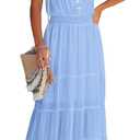 PRETTYGARDEN Women's 2026 Summer Maxi Dress Spaghetti Strap Sleeveless High Waist Beach Vacation Long Sundresses (Blue, S)