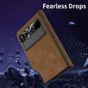 Pixel Fold Case, Leather Magnetic Hinge Protection Cover Built-in Screen Protector, Compatible with Google Pixel Fold 2023 (Brown)