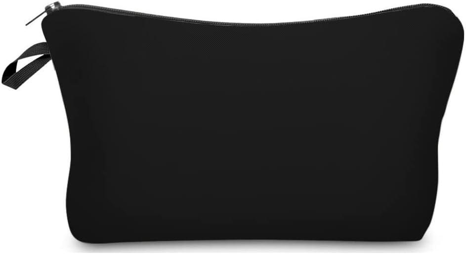 Deanfun Makeup Case Small, Cosmetic Zipper Bag Waterproof for Purse Mini, Women Cute Traveling Accessories Pouch for Ladies Thanksgiving Christmas Gifts(Solid Black D2-51705) 8.65" x 5.35" x 0.78"