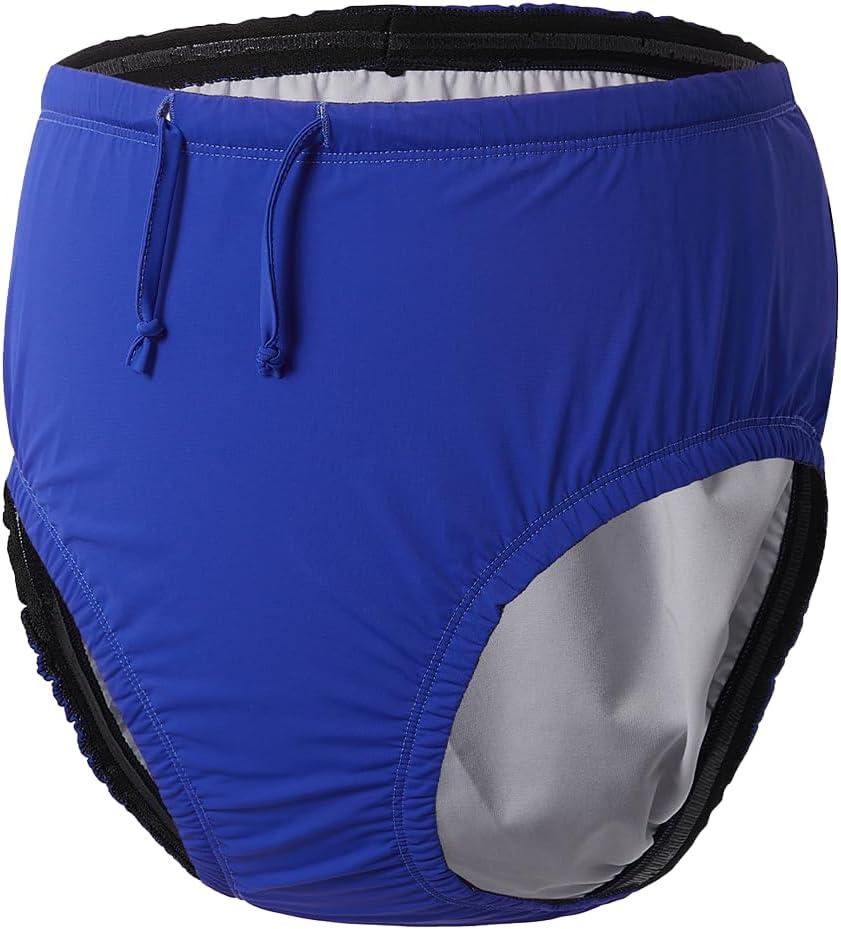 Adult Reusable Swim Diapers Special Needs Swimwear for Incontinence Cloth Diaper Covers Waterproof,Leakproof, Unisex (Blue, M)