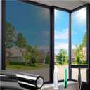 Homein One Way Privacy Window Film with Tool Window Tint for Home Heat Control Sun Blocking Anti UV Mirror Reflective Covering See Out Not in Static Cling No Glue Black-Sliver 23.6" x 78.7"