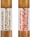 2 Pack Salt and Pepper Grinder Set, Premium Acrylic Salt and Pepper Mills - Manual Oak Wooden Shakers with Adjustable Ceramic Core-8 Inches (Brown)