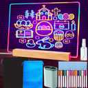 13 x 9 Inch LED Drawing Writing Board with Colors, Clear Acrylic Light Up Dry Erase Message Note Board with Stand (Colorful, Large)