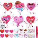 Thyle 24 Sets Valentine's Day Craft Kit DIY Valentine's Day Heart Sticker Crafts Make Your Own Heart Card Bulk Set for Classroom Gift Exchange Activity Art Project
