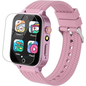 Smart Watch for Kids Girl Gift Ages 3-12, 2 Screen Protector, 26 Puzzle Games, HD Camera Video Music Player Touchscreen Pedometer, Educationtal Toy Brithday Gifts for Girl Ages 4 5 6 7 8 9 10(Pink)