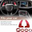 Steering Wheel Shift Paddle Extension Air Conditioning Switch Knob Cover Set for Dodge Durango Charger Challenger for Jeep Grand Cherokee Car Interior Trim Accessory Red
