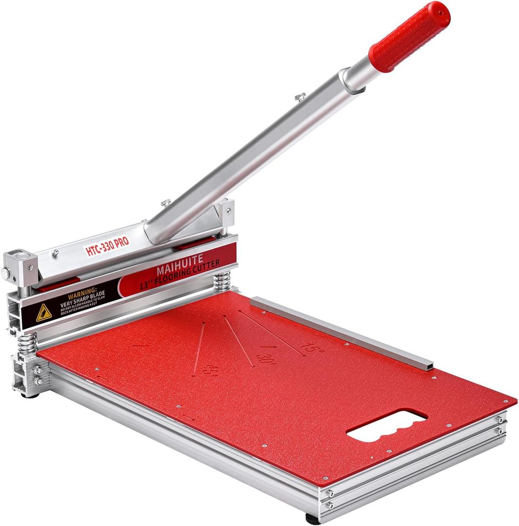 13" Laminate Floor Cutter  17mm Manual Vinyl Plank Cutter for LVP, SPC, WPC, Bamboo & Engineered Wood | Dust-Free Flooring Cutter Tool with 0-45 Adjustable Angle & Tungsten Steel Blade