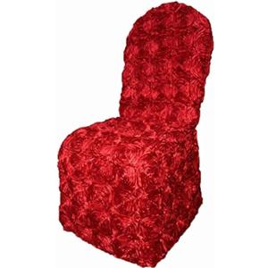 Luchuan Fancy Banquet Red Satin Romatic Rosette Chair Cover