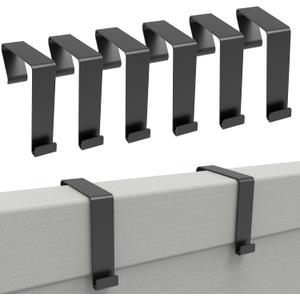 KOPKIO 6 Pcs Office Cubicle Hangers Over The Door Hook, Cubicle Walls Hooks Universal Panel Partition Metal Hooks for Hanging File Bins, Keys, Whiteboard