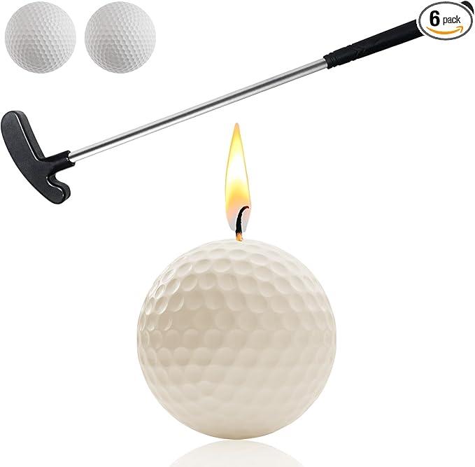 Golf Ball Birthday Candles, Golf Cake Topper & Mini Golf Club for Golf Birthday Party Decorations (White, Putter)