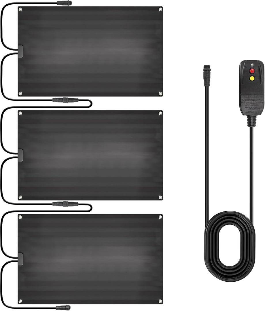 XHHEZQ Graphene Snow Melting Mats for Stairs, Non-Slip Rubber Heated Walkway Mat, Fast Ice Melt 3 in/ h, Safe & Energy Saving with Extended 50cm Cord, 20"x30" with 1 Plug 3pcs