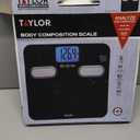 Taylor Men's Body Composition Bathroom Scale for Body Weight - 400 lb Capacity, Blue Backlight Display, 10-User Profiles, Body Composition Analysis, Fits Up to Size 12 Shoe, Black