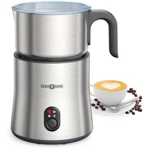 Milk Frother and Steamer, PARIS RHNE 4 in 1 Detachable Milk Steamer, 500ml Hot Chocolate Maker and Milk Warmer with Hot & Cold Foam, Dishwasher Safe, All Stainless Steel