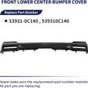 Front Lower Center Bumper Cover Compatible with Toyota Tundra SR5 2022-2026 Replace 53931-0C140 539310C140