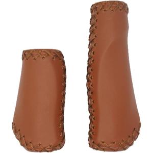 1 Pair Casual Retro Beach Cruiser Bike Handle Long/Short Grips Artificial PU Leather Bike Handlebat Grips for Most MTB BMX Road Bicycle 22.2x135/93mm (Brown)