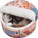 Ramen Noodle Dog & Cat Bed, Keep Warm and Super Soft Creative Pet Nest for Indoor Cats, Removable Washable Cushion for Small Medium Large Dogs and Cats (19.7"L x 19.7"W x 7.9"Th, orange)
