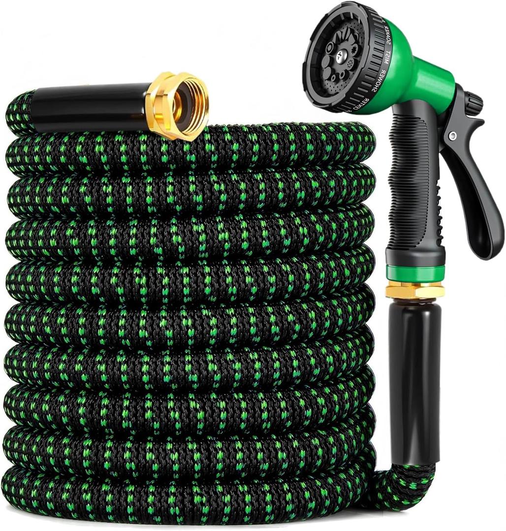 Garden Hose 150 ft, 2026 No Kink Expandable Water Hose 150ft with 10 Function Nozzle, Solid Metal Fittings, Durable Outer Fabric, Lightweight, Flexible, Leak-proof, Stretchy for Watering, Car Washing
