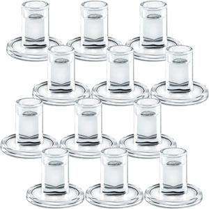 11pcs Taper Candle Holders, Glass Crystal Candlestick Holders Bulk, Clear Candle Holders for Dining Table Centerpiece