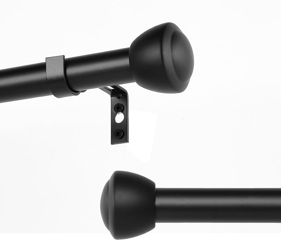 Black Curtain Rods for Windows 120 to 170 - Heavy Duty Drapery Rods with Adjustable Rods and Ball Finials - Ideal Room Divider and Outdoor Rod,32"-168"
