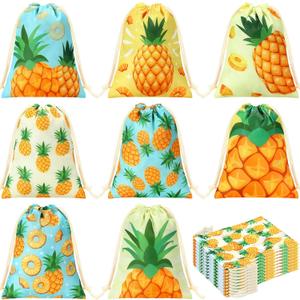 Sweetude 24 Pcs Hawaiian Party Decorations 5 x 7 Inch Pineapple Gift Bags Luau Party Small Pineapple Candy Bags Summer Tropical Fruit Goodies Package for Hawaiian Pool Beach Birthday Favor Supplies