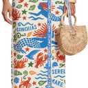 Women’s Floral Print Wrap Skirts Boho Tie Knot Skirt High Waist Causal Cute Flower Graphic Long Skirts Beachwear 2025 (M)