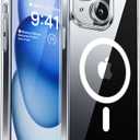 CANSHN Magnetic for iPhone 15 Case Clear, Upgraded [Full Camera Protection] [Compatible with Magsafe] Non-Yellowing Protective Shockproof Bumper Phone Case 6.1 inch - Clear