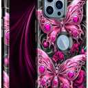 Miqala for iPhone 13 Pro Max Case,Glow in The Dark Three Layer Heavy Duty Shockproof Full Body Protection Hard Plastic Bumper+Soft Silicone Case for Apple iPhone 13 Pro Max 6.7 inch,Black/Red