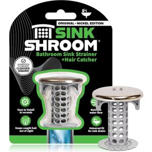 SinkShroom Revolutionary Bathroom Sink Drain Protector Hair Catcher, Strainer, Snare, Nickel Edition