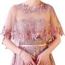 Women's Wedding Jackets Lace Bridal Bolero Shawl Tulle Cape for Bride Bridesmaid Wrap Shrug (One Size, Blush)