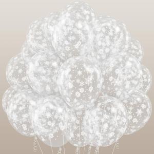 Snowflake Balloons 12 Inch Winter Wonderland Balloon Transparent Snowflake Latex Party Balloons Clear for Merry Christmas Xmas Snow Winter Baby Shower Princess Holiday Birthday Party Decoration