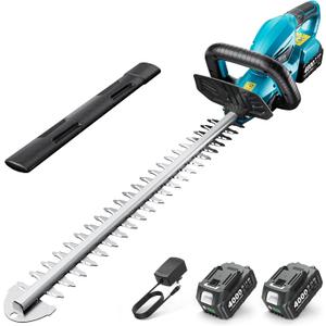 SEESII 20V Hedge Trimmer Cordless: 20" Electric Bush Trimmer - Dual 4.0Ah Batteries, Dual-Action Blade, 0.71" Blade Gap, Rotatable Handle, Lightweight Handheld Grass Shrub Clipper for Garden Yard